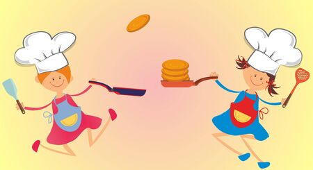 cheerful cook with pansのイラスト素材