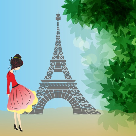 on a walk in Parisのイラスト素材
