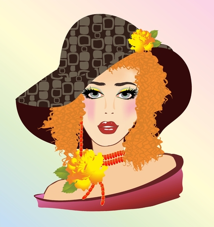 Portrait of Lady Autumn wearing hatのイラスト素材