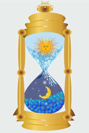 composition with the opposite of day and night, sun and moonのイラスト素材