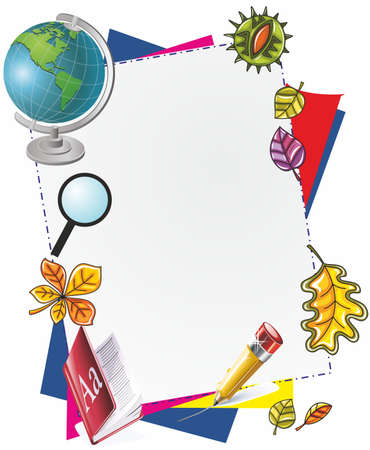 composition with school accessories and autumn leavesのイラスト素材