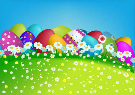 composition with easter eggs and flowers for easterのイラスト素材