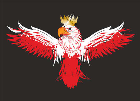 red and white composition with an eagle in the middleのイラスト素材