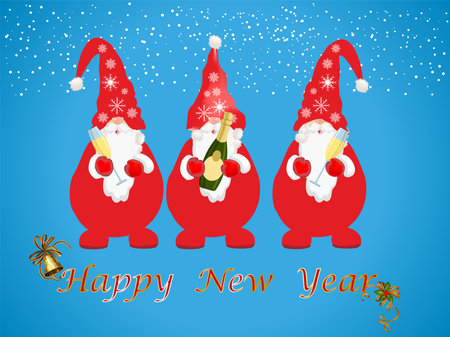 composition with leprechauns holding glasses of champagne for the new yearのイラスト素材