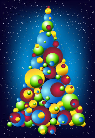 composition with colorful Christmas tree for Christmasのイラスト素材