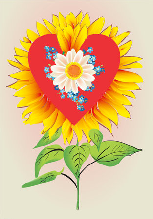 valentine composition with flower and heartの写真素材