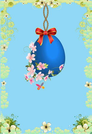 Composition with beautiful Easter eggの写真素材