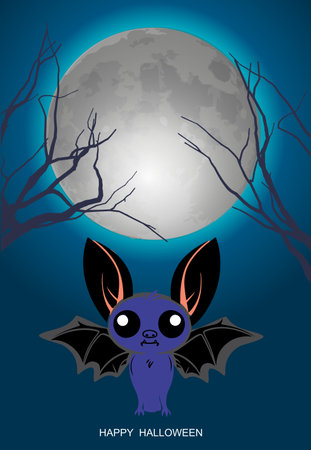 Halloween composition with bat and moonのイラスト素材
