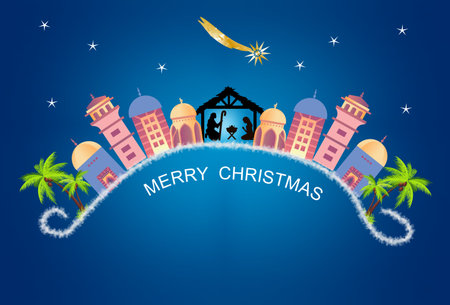 Composition with Bethlehem and Christmas inscriptionのイラスト素材