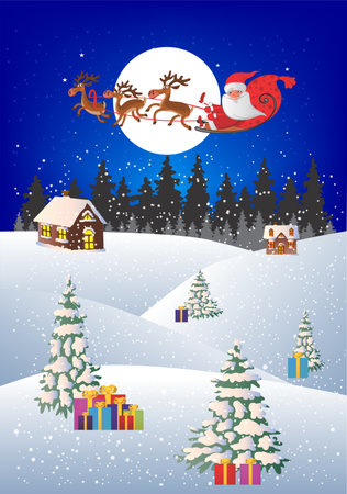 Composition with Santa Claus and Christmas presentsのイラスト素材