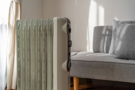 Oil heater in the living room.の写真素材