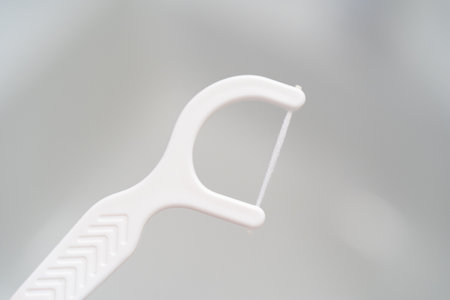 Dental floss close up. Dentist tools for teeth cleaning.