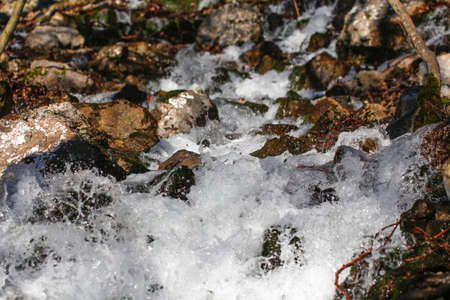 Mountain stream. Water stream. Waterfall stream.の写真素材