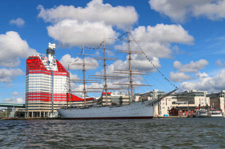 GOTHENBURG, SWEDEN GOTEBORG. Lilla Bommen harbor with the Barken Viking ship. She was built in 1906 and is reported to be the biggest sailing ship ever built in Scandinavia.のeditorial素材