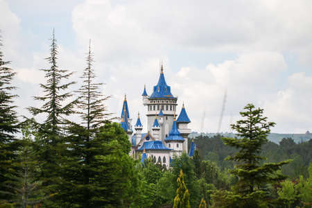 Fairy tale castle in Sazova Science Art and Cultural Park. Eskisehir City, Turkey.の写真素材