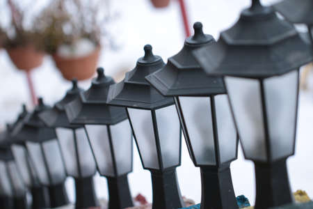 Decorative staircase lamp in the garden.の写真素材