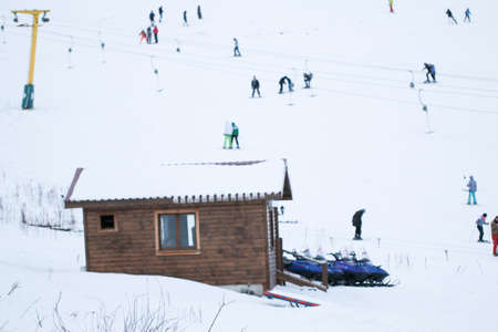 Uludag is the ancient Mysian Olympus and Bithynian Olympus, a mountain in Bursa Province, Turkey. Ski lifts durings bright winter day.のeditorial素材