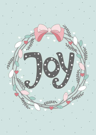 Romantic postcard with Valentine's Day. Elements and text. Vector illustration.のイラスト素材