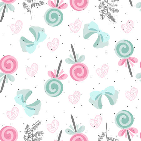 Valentine's day vector seamless pattern with romantic elements. Vector illustration. Template for invitation, printing on fabric, paper.のイラスト素材