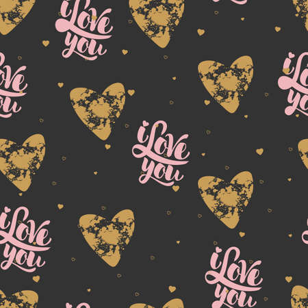 Valentine's day vector seamless pattern with romantic elements. Vector illustration. Template for invitation, printing on fabric, paper.のイラスト素材