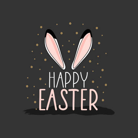 Happy Easter card with handwritten phrase. Easter elements. Calligraphy.のイラスト素材