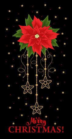 Winter card with the inscription "Merry Christmas". Vector illustration. Winter holiday card with calligraphic and hand-drawn design elements.のイラスト素材