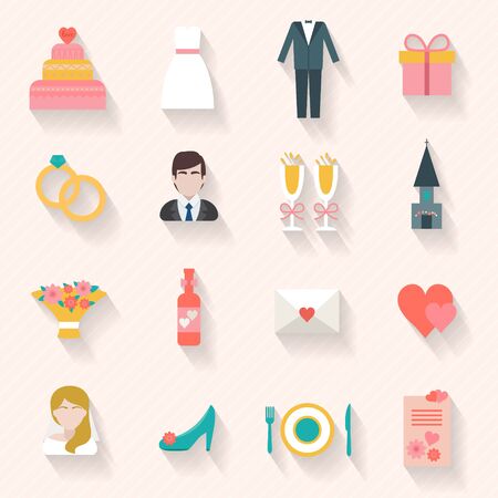 Wedding couple. Bride and groom. Flat style vector illustration.のイラスト素材