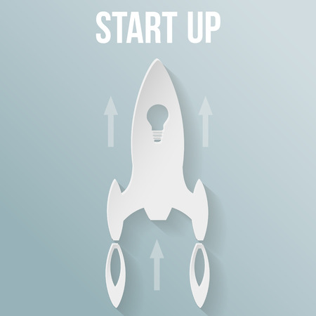 Startup concept with rocket . Flat style vector illustration.のイラスト素材