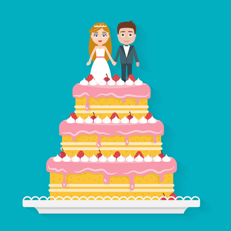 Big wedding cake. Flat style vector illustration.のイラスト素材