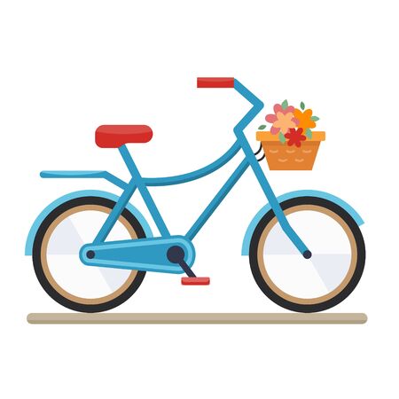 Woman bike. Bicycle on white background.Flat style vector illustration.のイラスト素材