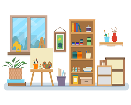 Art studio interior.のイラスト素材