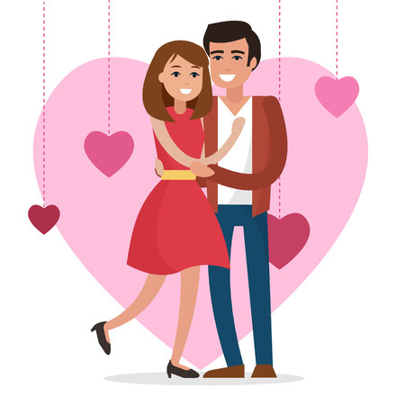 Love couple with gift.のイラスト素材