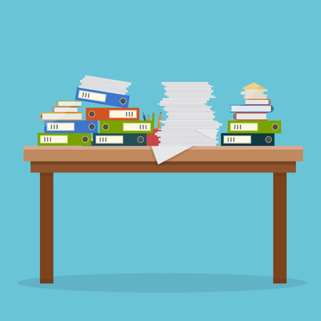 Busy cluttered office table.のイラスト素材