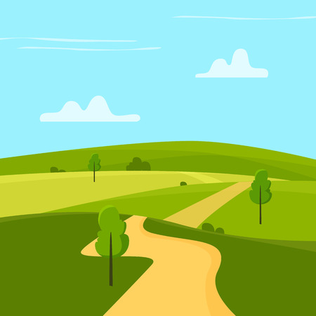 Sunny landscape. Flat cartoon style vector illustration.の写真素材