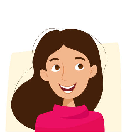 Happy cartoon girl smiling and shine. Flat vector illustration.のイラスト素材