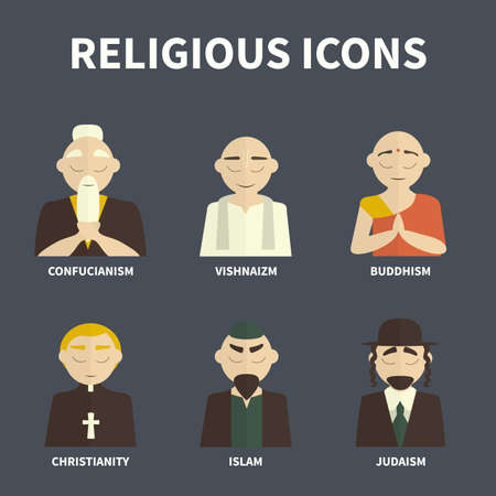 religious people icons ((color)のイラスト素材
