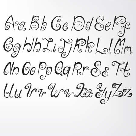 Alphabet-curls. Handwriting.のイラスト素材