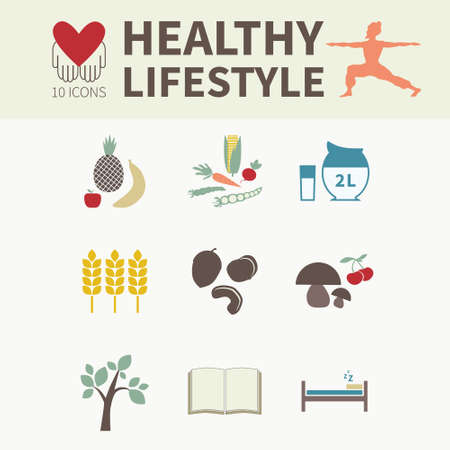 Healthy lifestyle iconsのイラスト素材
