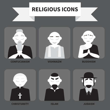 Religion icons. Monochromeのイラスト素材