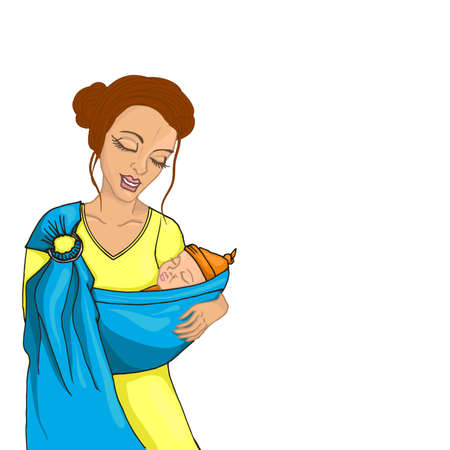 White woman with a slingのイラスト素材