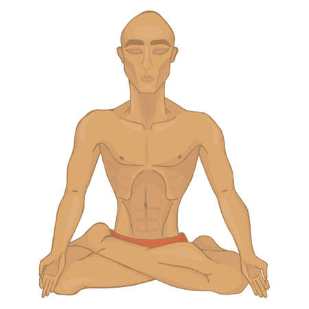 yoga pranayama(color) (isolated)のイラスト素材