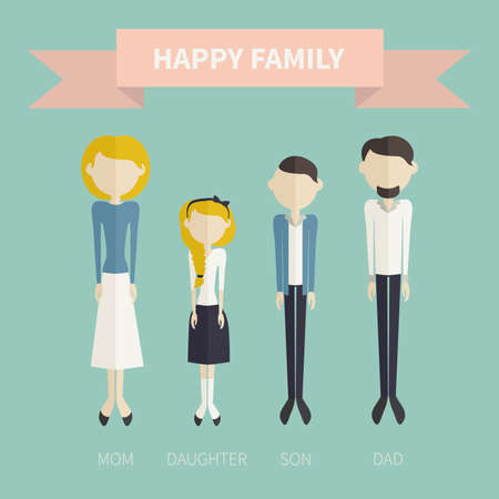 happy family. Icons into a flat styleのイラスト素材