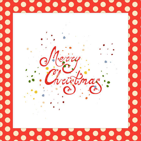Merry Christmas card. Confetti. Handwriting. Texture. Frameのイラスト素材
