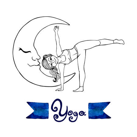 ardha chandrasana posture (Hatha Yoga)のイラスト素材