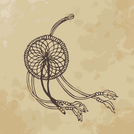 dream catcher (wind). Aged paperのイラスト素材