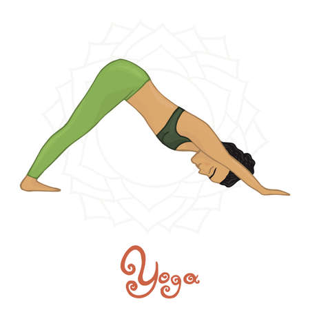 Women's Yoga Adho Mukha Shvanasana (Hatha Yoga)のイラスト素材