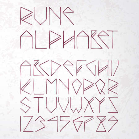 rune alphabet on aged paper (texture)のイラスト素材