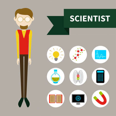 Scientist (9 icons) flet styleのイラスト素材