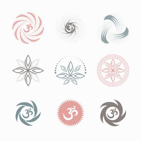 yoga om (icons, flet) colorのイラスト素材