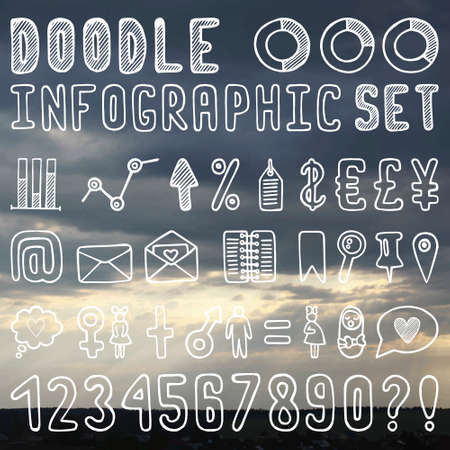 Doodle elements for infographics set. Background bokeh sky (Business, Family)のイラスト素材